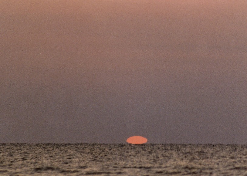 last stage of an inferior-mirage sunset